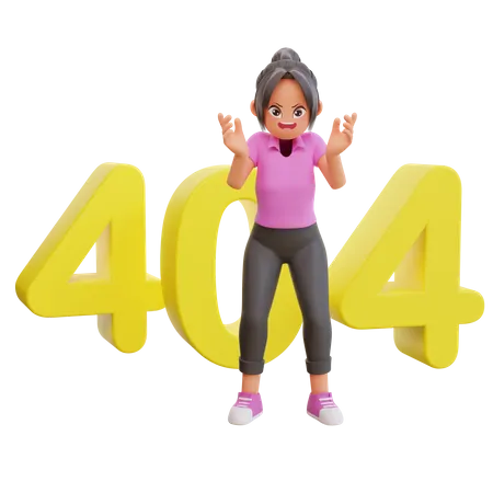 Chica con error 404  3D Illustration