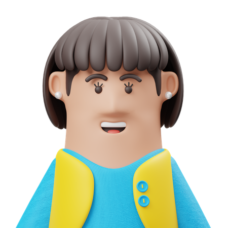 Chica con flequillo  3D Icon
