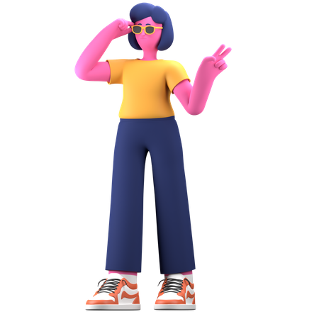 Chica con gafas de sol  3D Icon