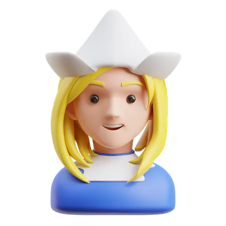 Chica con gorra  3D Icon