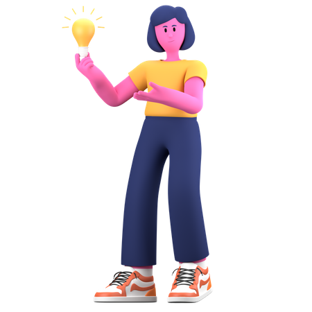 Chica con idea  3D Illustration