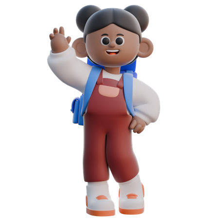 Chica con las manos saludando  3D Icon