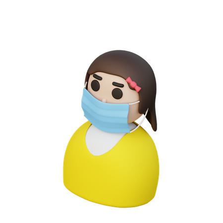 Chica con mascara  3D Icon