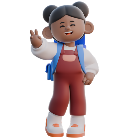 Chica con paz  3D Icon
