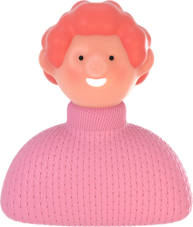 Chica con pelo rizado  3D Icon