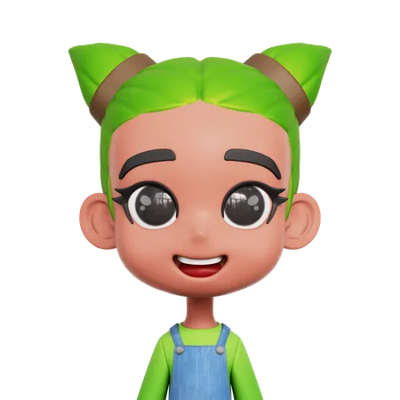 Chica con pelo verde  3D Icon