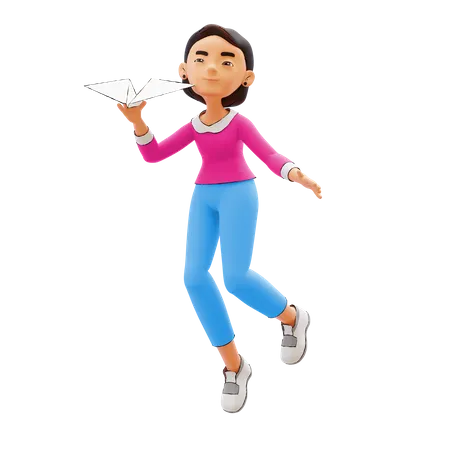 Chica con plan de negocios  3D Illustration