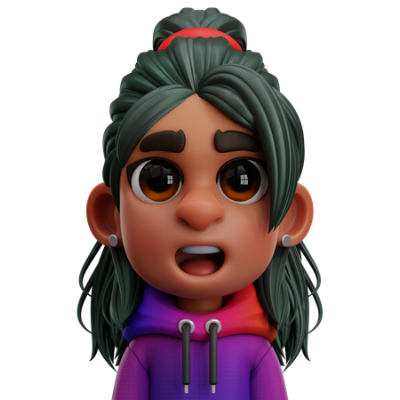 Chica con sudadera con capucha  3D Icon