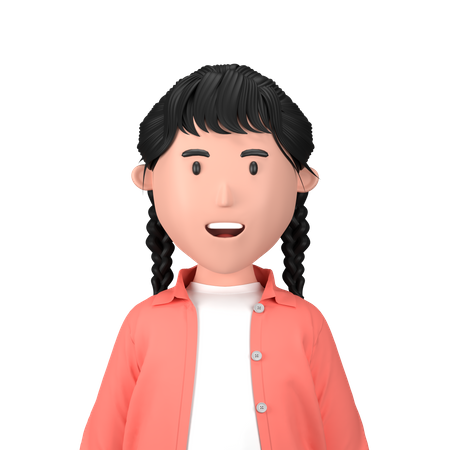 Chica con trenza de pelo  3D Icon