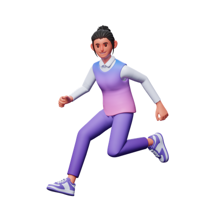 Chica corriendo pose  3D Illustration