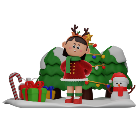 Chica dando pose de pie  3D Icon
