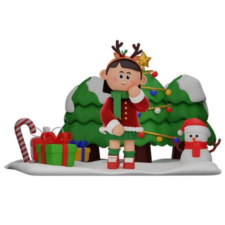 Chica dando pose de pie  3D Icon