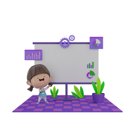 Chica dando presentacion  3D Icon