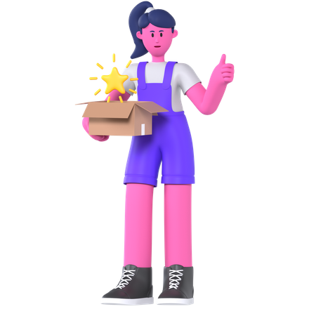 Chica dando reseña del producto  3D Icon