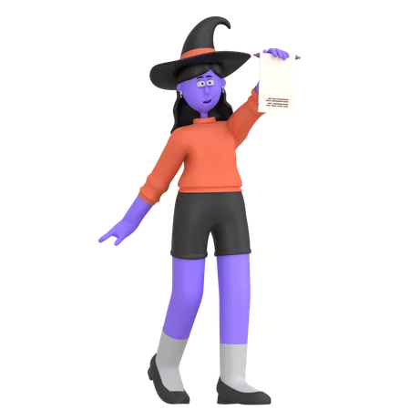 Chica de halloween pidiendo deseo de halloween  3D Illustration