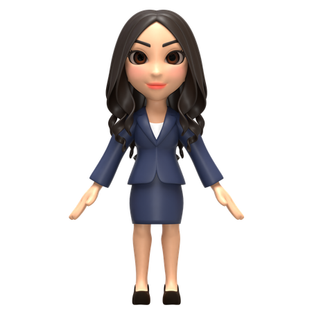 Chica de negocios de pie  3D Illustration