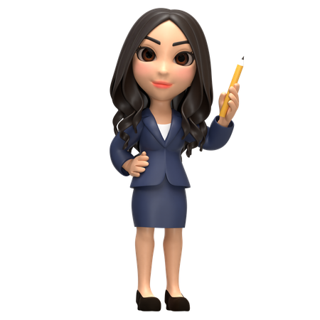 Chica de negocios señalando  3D Illustration