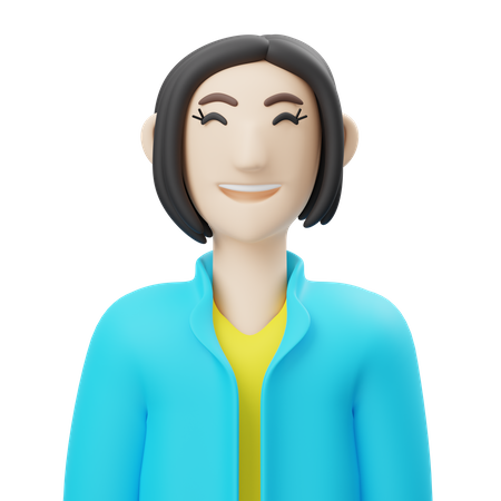 Chica de pelo corto  3D Icon