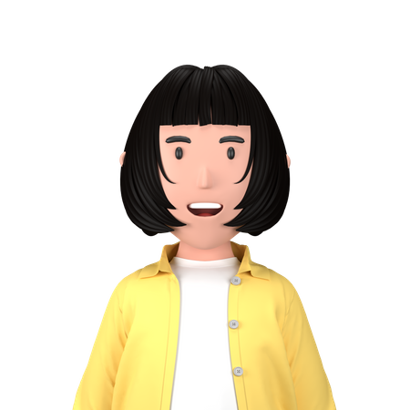 Chica de pelo corto  3D Icon