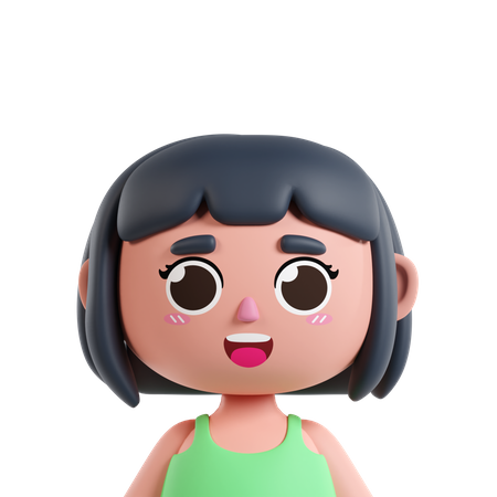 Chica de pelo corto  3D Icon