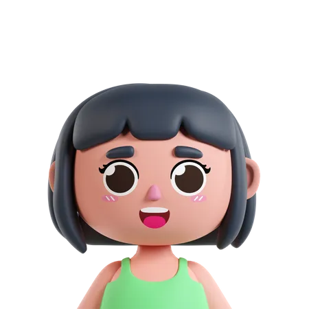 Chica de pelo corto  3D Icon