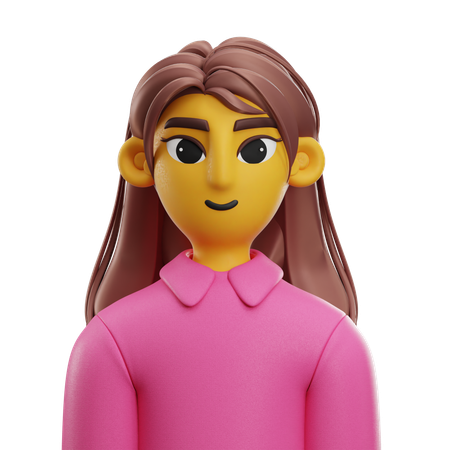 Chica de pelo largo con camisa larga  3D Icon