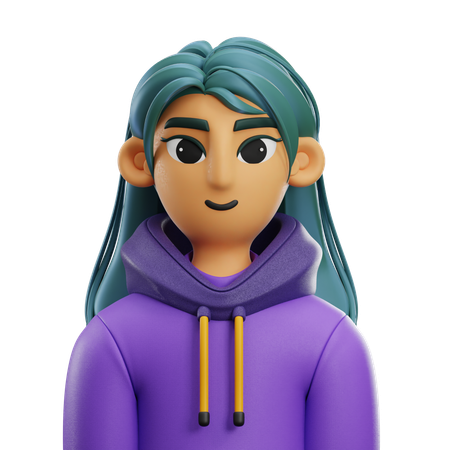 Chica de pelo largo con chaqueta  3D Icon