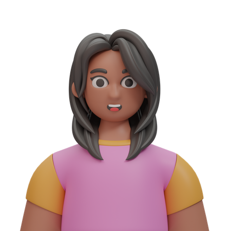 Chica de pelo largo sonriendo  3D Icon
