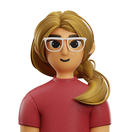 Chica de pelo lateral con camiseta  3D Icon
