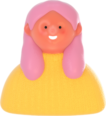 Chica de pelo rosa  3D Icon