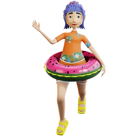 Chica de vacaciones  3D Illustration