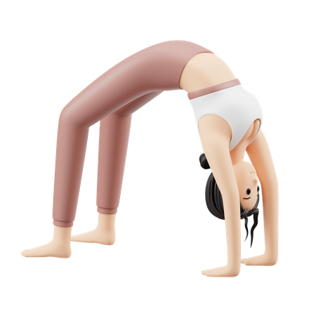 Chica yoga haciendo chakrasana  3D Illustration