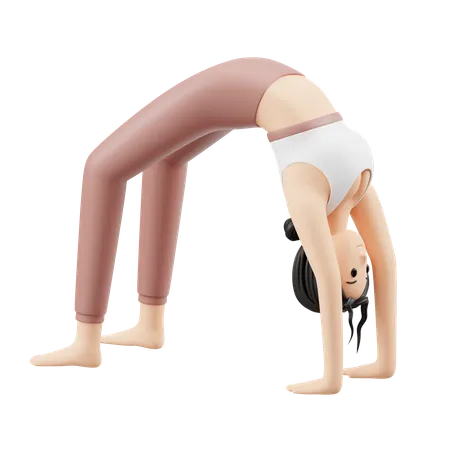 Chica yoga haciendo chakrasana  3D Illustration