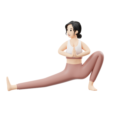 Chica de yoga haciendo la postura de Niyama  3D Illustration