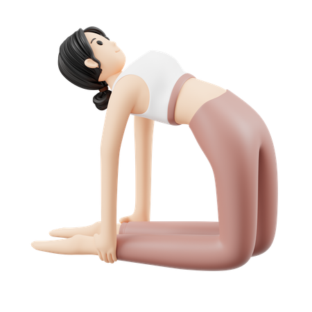 Chica de yoga haciendo la postura de Ustrasana  3D Illustration