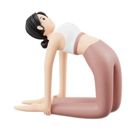 Chica de yoga haciendo la postura de Ustrasana  3D Illustration