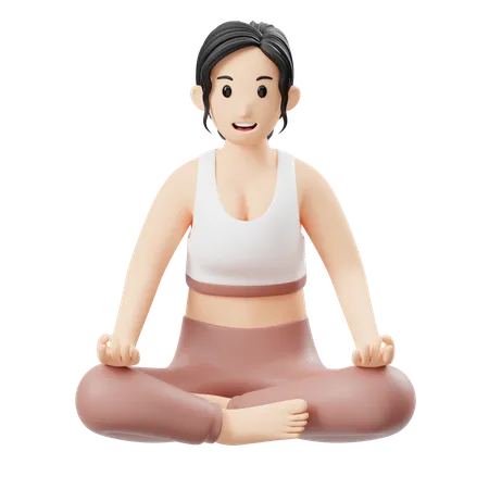 Chica Yoga Haciendo Meditación  3D Illustration