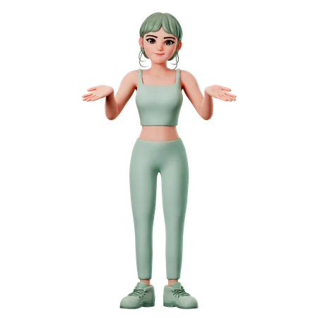 Chica deportiva mostrando pose encogida  3D Illustration