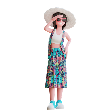 Chica en la playa  3D Illustration