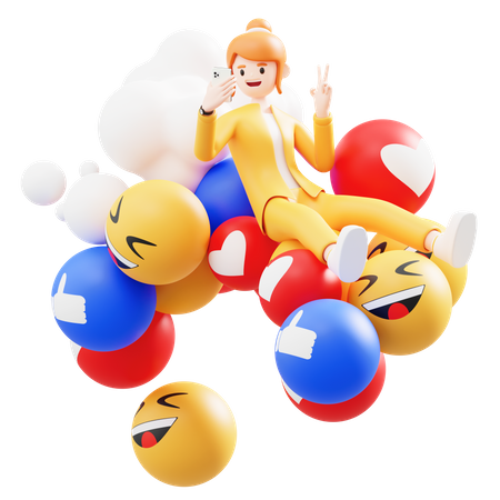 Chica en las redes sociales  3D Icon