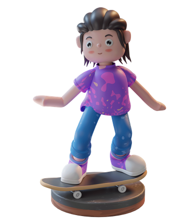 Chica en patineta  3D Illustration