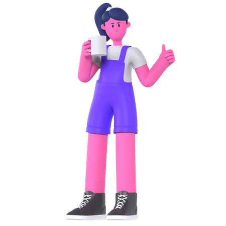 Chica en pausa para el café  3D Icon