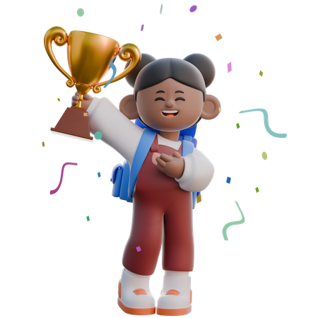 Chica en pose de celebración de la victoria  3D Icon