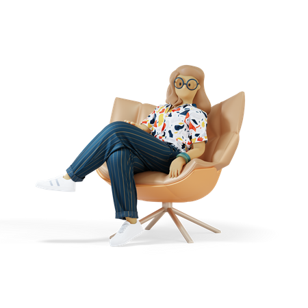Chica en silla  3D Illustration