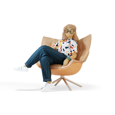 Chica en silla  3D Illustration