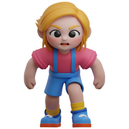 Chica enojada 3D Icon