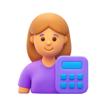 Chica estudiante con Clculator  3D Icon