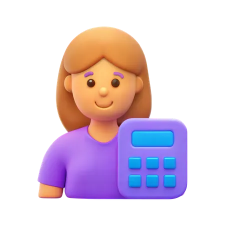 Chica estudiante con Clculator  3D Icon