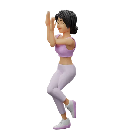 Chica Fitness Haciendo Pose De Águila  3D Illustration