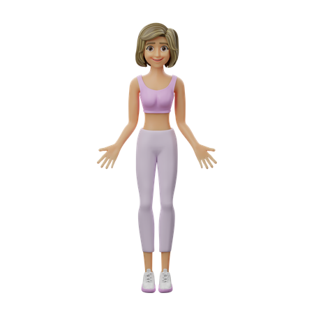 Chica Fitness Haciendo Pose De Montaña  3D Illustration